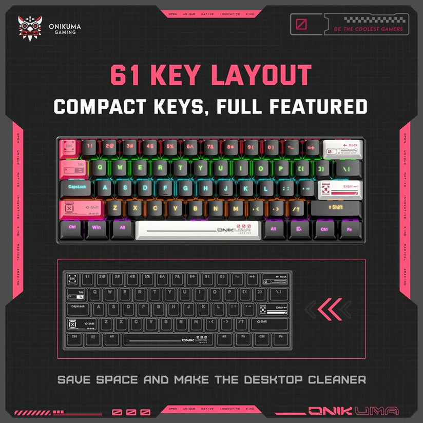 KEYBOARD ONIKUMA G55 MECHANICAL 61 Keys GAMING RGB