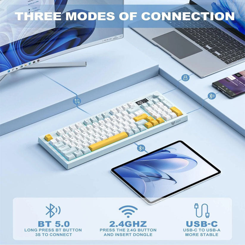 KEYBOARD ONIKUMA G80 94 Keys Wireless Keyboard with LCD Screen